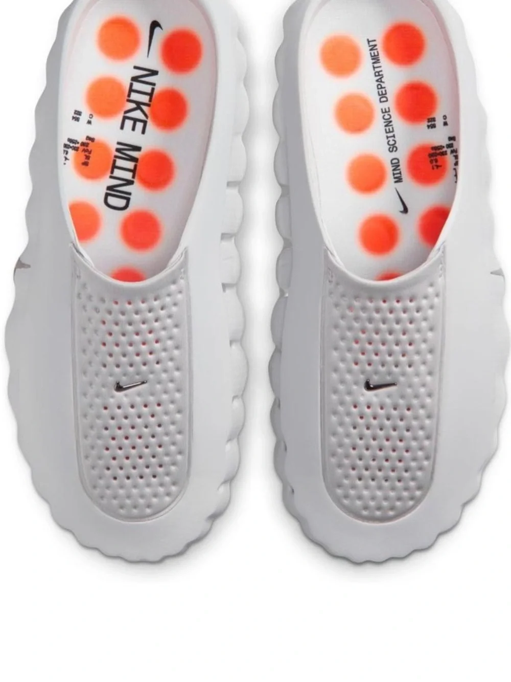 Nike Men’s White Slide Sandals with Orange Outsole Pods